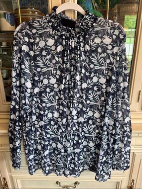 Lane Bryant Navy and Light Green Floral Top 18/20